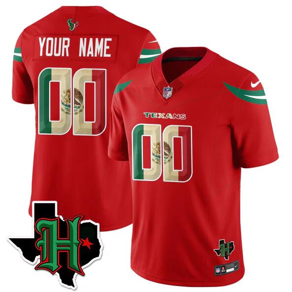 Men's Red Houston Texans Active Player Custom F.U.S.E. Mexico Vapor Limited Stitched Football Jersey